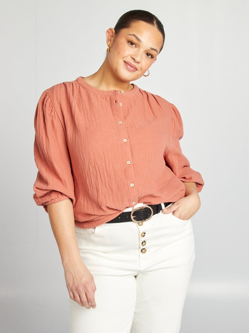 Blusa in garza di cotone ROSA - Kiabi
