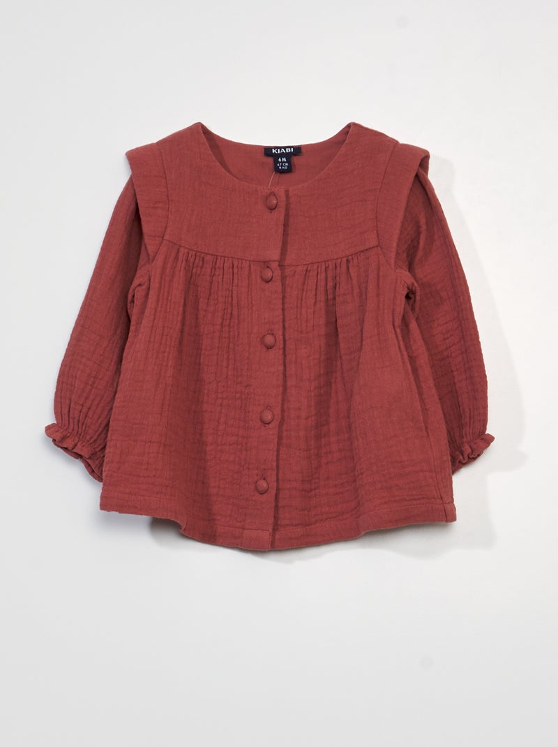Blusa in garza di cotone ROSSO - Kiabi