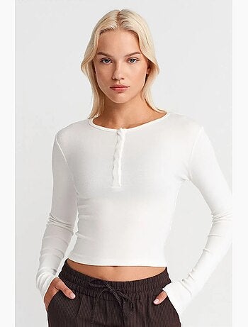 Blusa in jersey a maniche lunghe slim fit dilvin