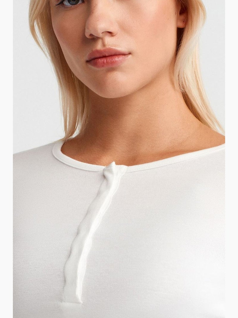 Blusa in jersey a maniche lunghe slim fit dilvin Ecru - Kiabi