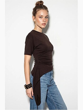 Blusa in jersey aderente con dettaglio drappeggiato lucci
