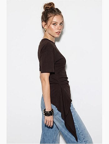 Blusa in jersey aderente con dettaglio drappeggiato lucci