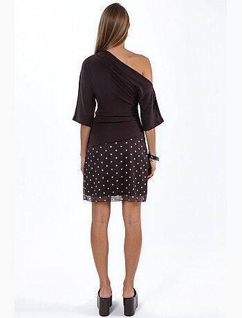 Blusa in maglia a maniche corte con scollo a barca da donna busem