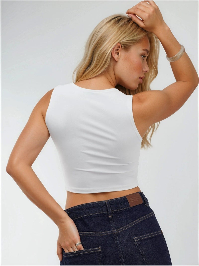 Blusa in maglia senza maniche con scollo a barca busem Bianco - Kiabi