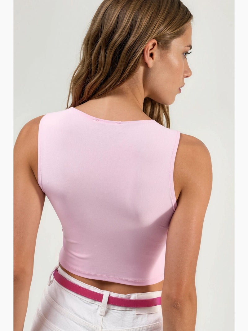 Blusa in maglia senza maniche con scollo a barca busem Rosa pallido - Kiabi