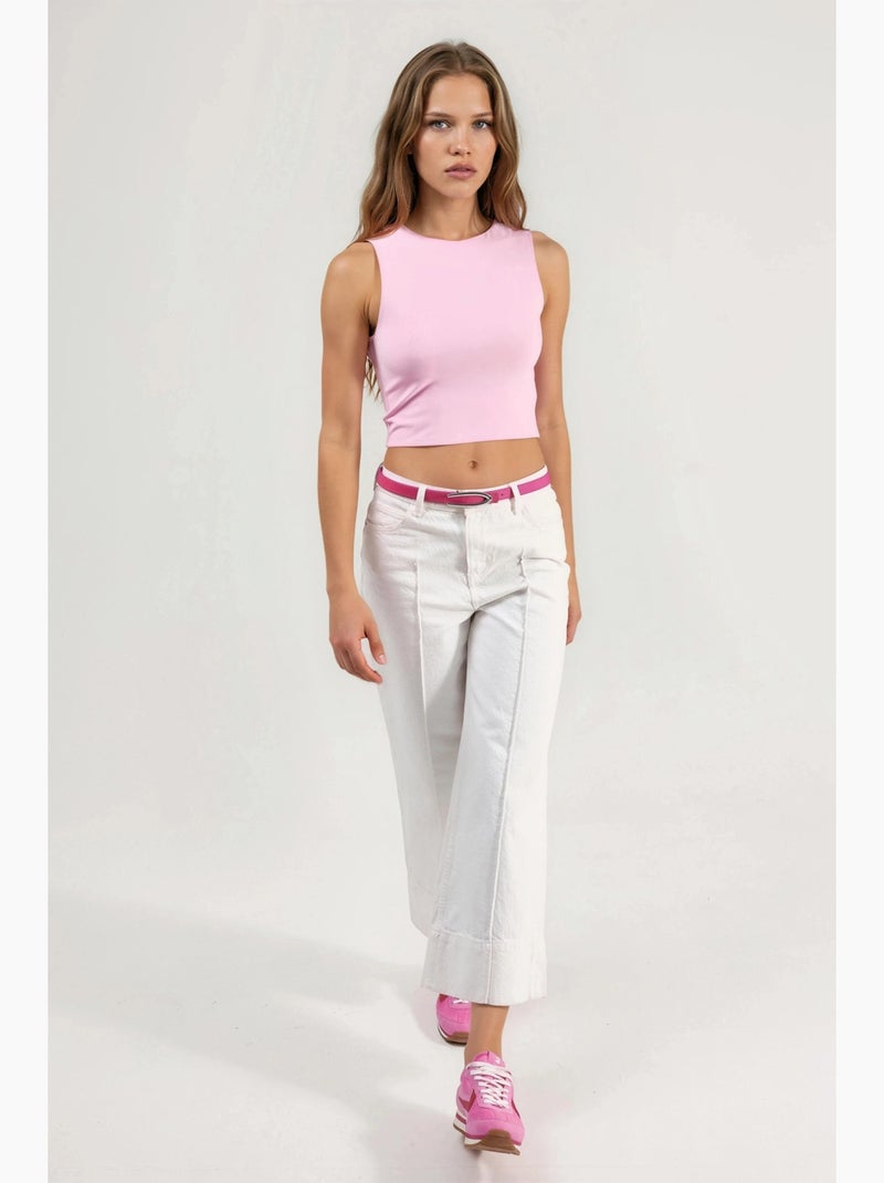 Blusa in maglia senza maniche con scollo a barca busem Rosa pallido - Kiabi