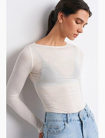 Blusa in maglia slim fit con scollo a barca e maniche lunghe dilvin
