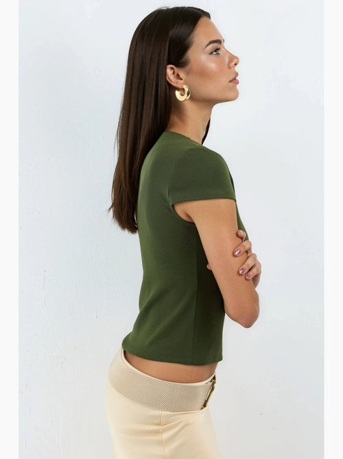 Blusa in misto cotone con girocollo e maniche corte busem - Kiabi Blusa in misto cotone con girocollo e maniche corte busem - Kiabi