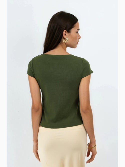 Blusa in misto cotone con girocollo e maniche corte busem - Kiabi Blusa in misto cotone con girocollo e maniche corte busem - Kiabi