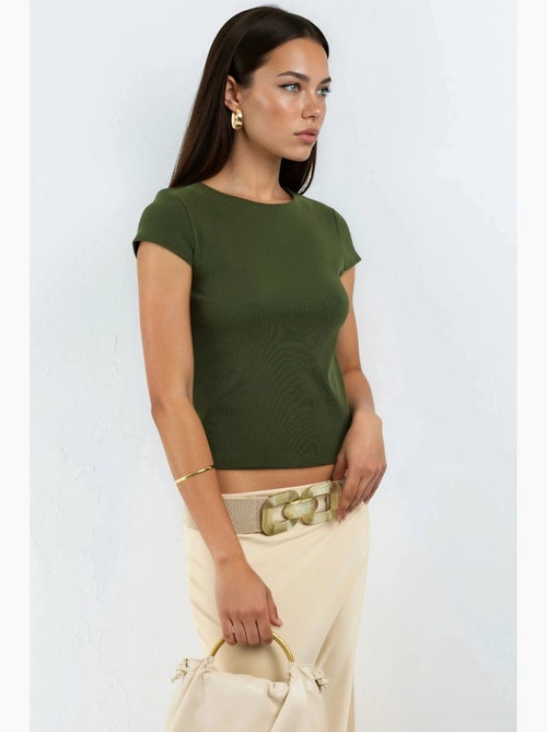 Blusa in misto cotone con girocollo e maniche corte busem - Kiabi Blusa in misto cotone con girocollo e maniche corte busem - Kiabi