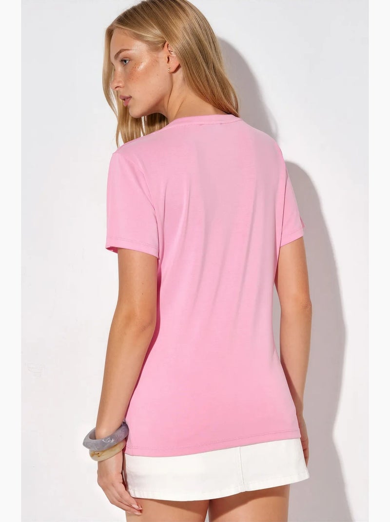Blusa in modal con scollo a v e maniche corte busem Rosa - Kiabi