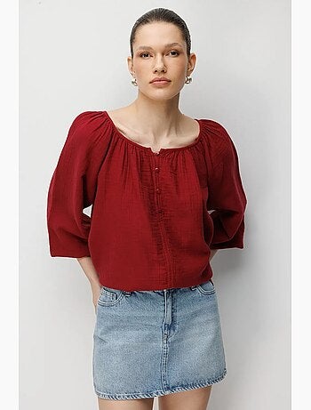 Blusa in mussola con bottoni mixray