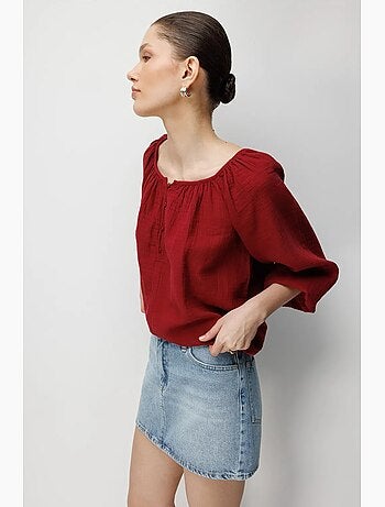 Blusa in mussola con bottoni mixray
