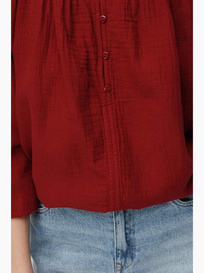 Blusa in mussola con bottoni mixray Rosso bordeaux - Kiabi