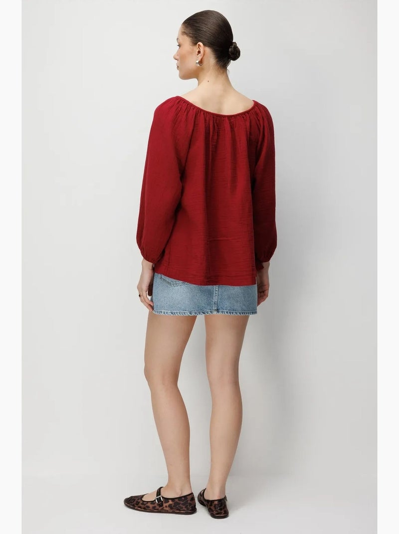 Blusa in mussola con bottoni mixray Rosso bordeaux - Kiabi