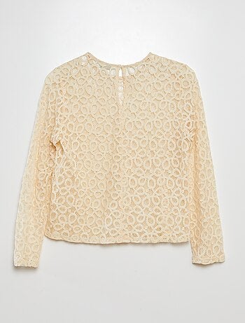 Blusa in pizzo a maniche lunghe con scollo tondo 'JDY'
