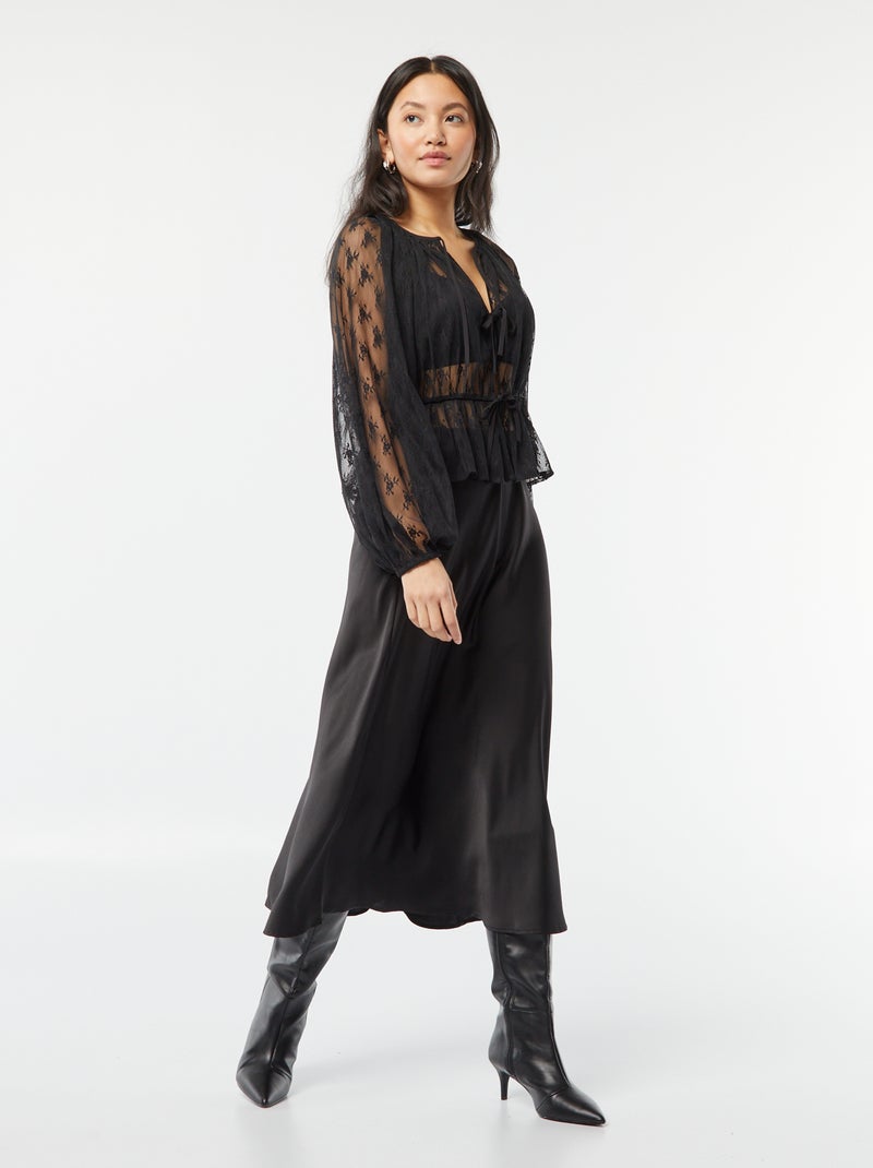 Blusa in pizzo nero - Kiabi