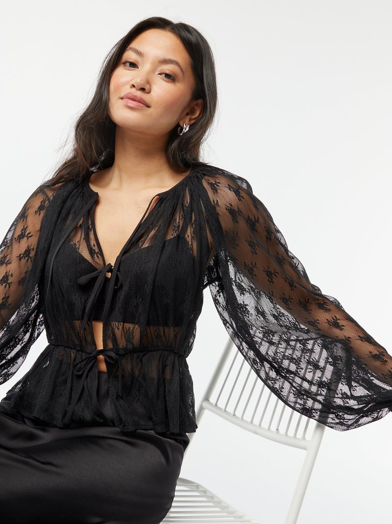 Blusa in pizzo nero - Kiabi