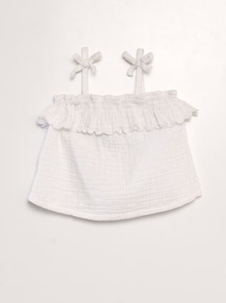 Blusa in plumetis in garza di cotone