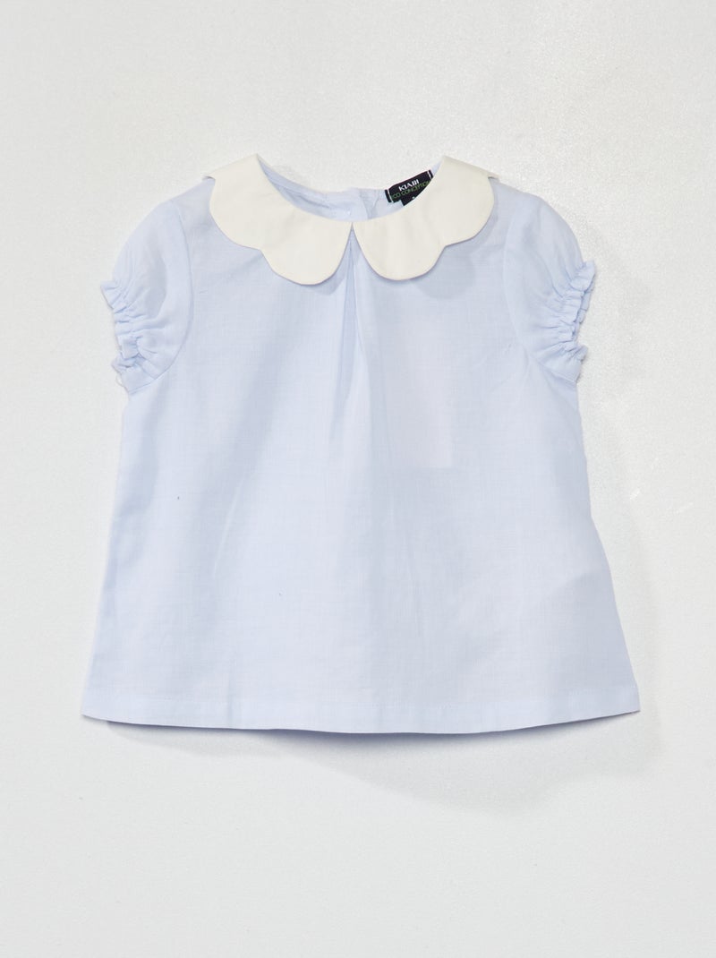 Blusa in popeline a maniche corte BLU - Kiabi