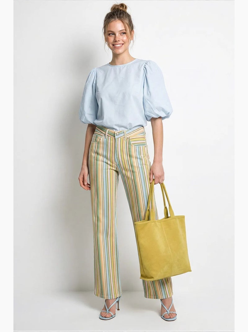 Blusa in popeline di cotone con nodo davanti lucci Blu cielo - Kiabi