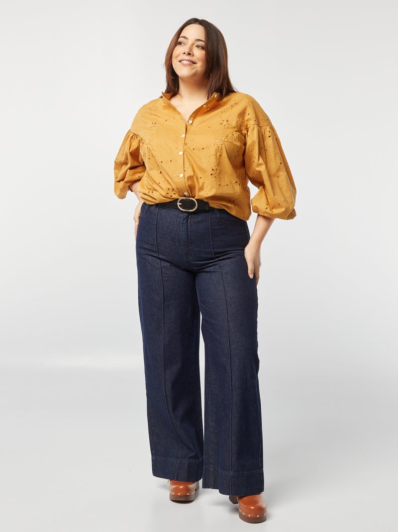 Blusa in ricamo a punto inglese BEIGE - Kiabi