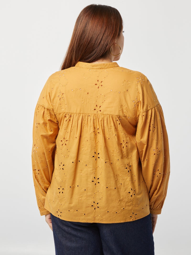 Blusa in ricamo a punto inglese BEIGE - Kiabi