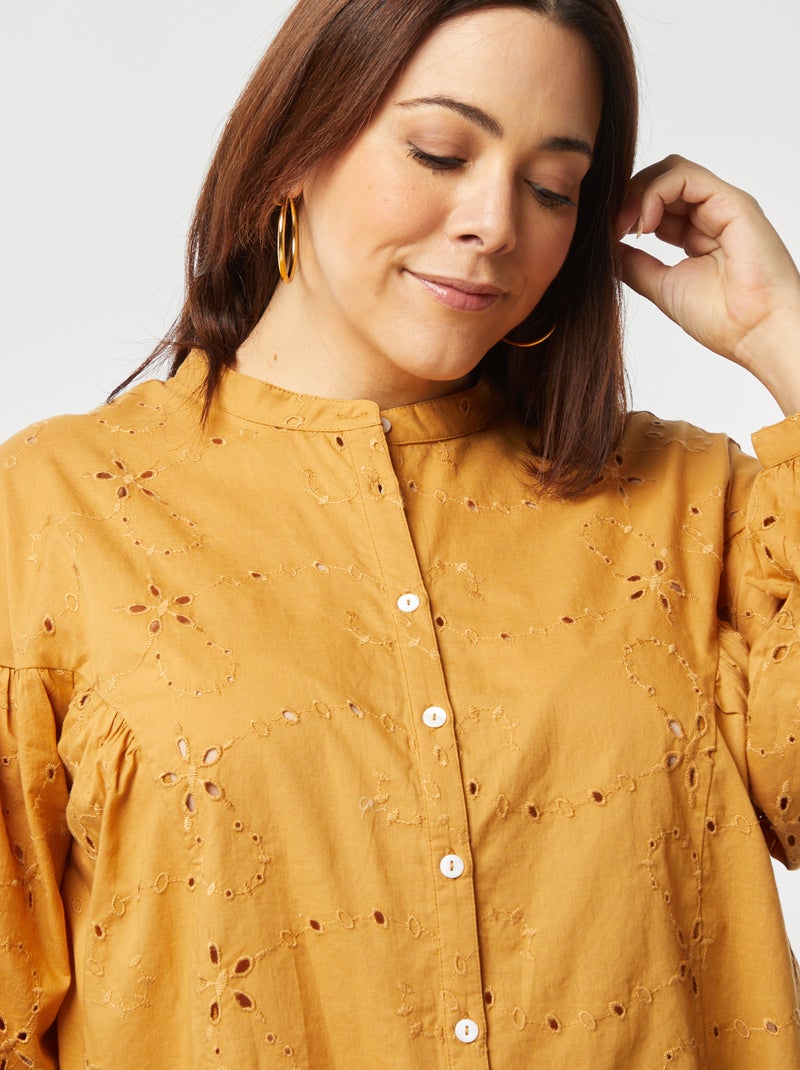 Blusa in ricamo a punto inglese BEIGE - Kiabi