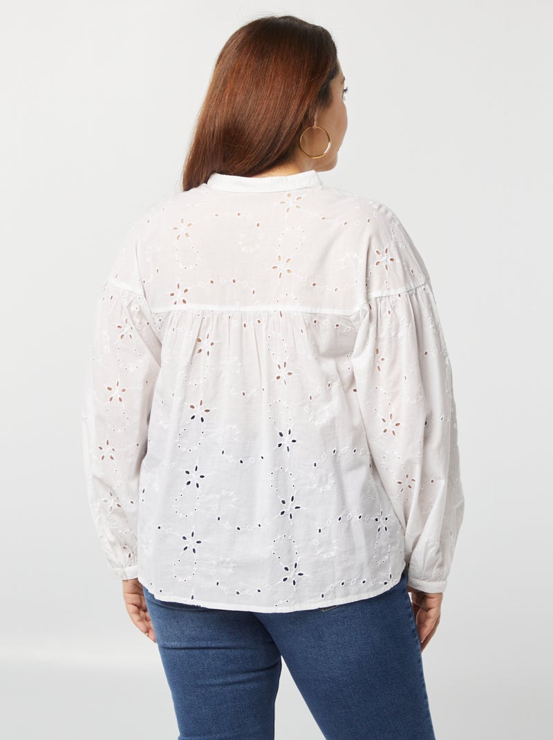Blusa in ricamo a punto inglese bianco - Kiabi