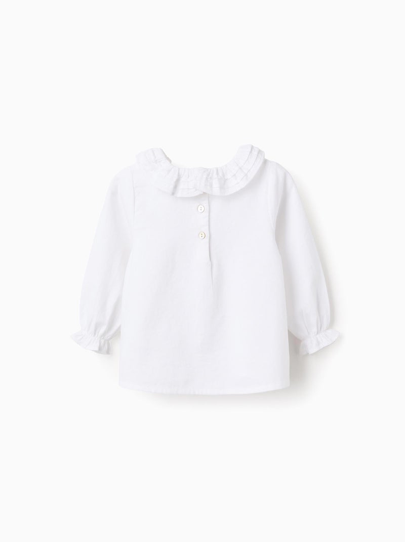 Blusa in saffiano di cotone con volant Bianco - Kiabi