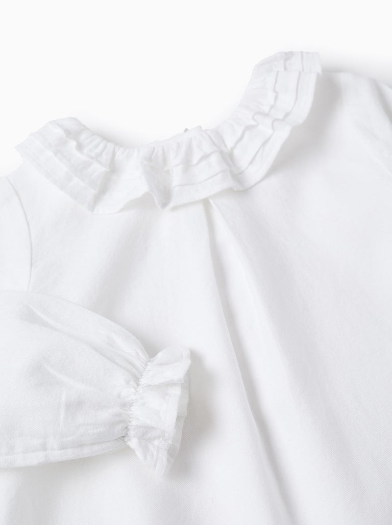 Blusa in saffiano di cotone con volant Bianco - Kiabi