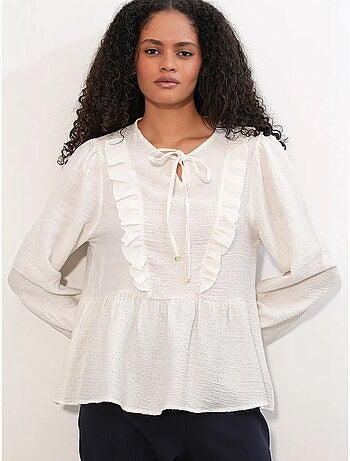 Blusa in tessuto con volant e chiusura con laccetti bdart