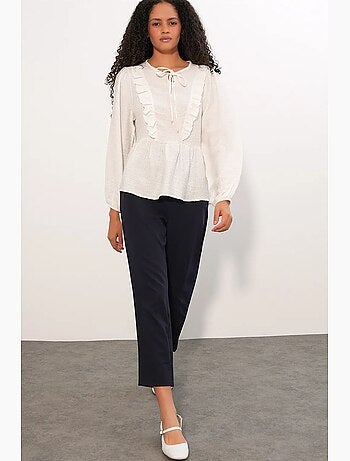 Blusa in tessuto con volant e chiusura con laccetti bdart