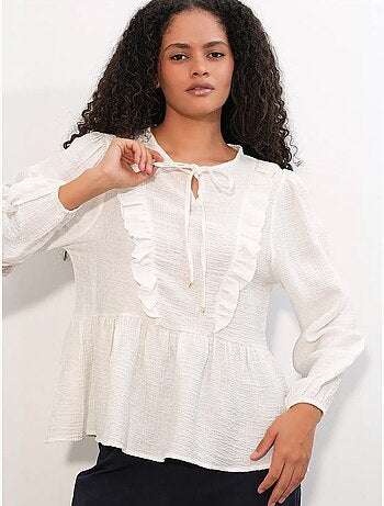 Blusa in tessuto con volant e chiusura con laccetti bdart