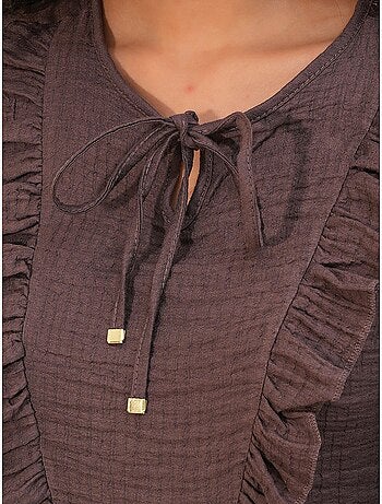 Blusa in tessuto con volant e chiusura con laccetti bdart