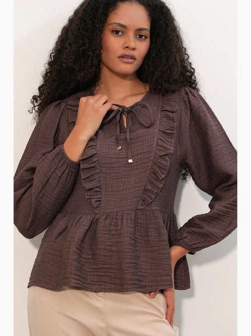 Blusa in tessuto con volant e chiusura con laccetti bdart - Kiabi