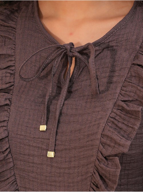 Blusa in tessuto con volant e chiusura con laccetti bdart - Kiabi