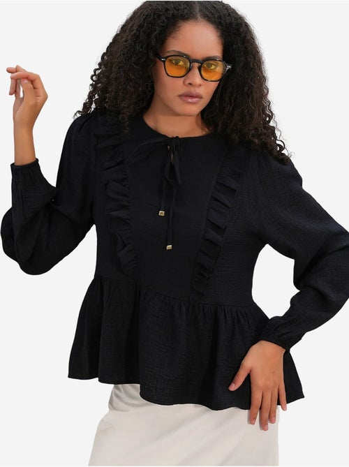 Blusa in tessuto con volant e chiusura con laccetti bdart - Kiabi