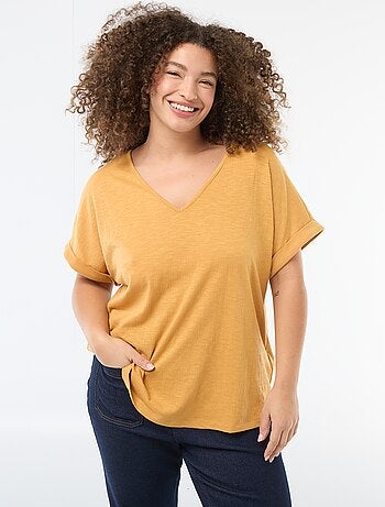 Blusa in tessuto crêpe a maniche corte