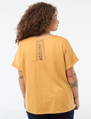 Blusa in tessuto crêpe a maniche corte