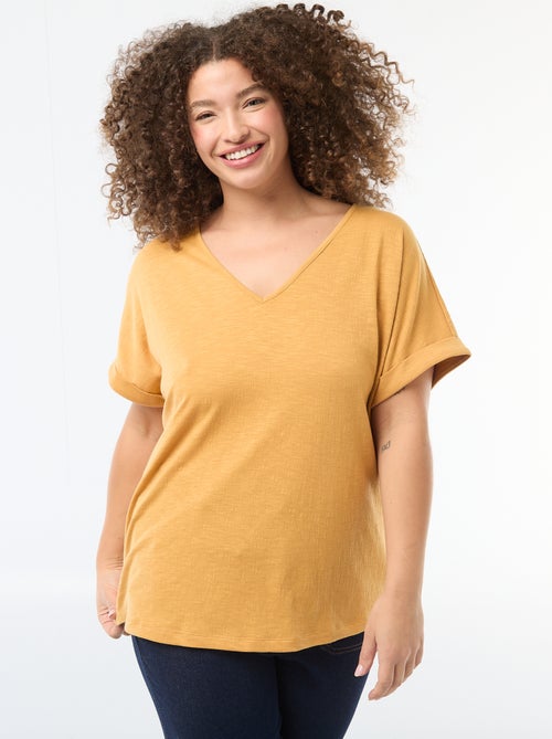 Blusa in tessuto crêpe a maniche corte - Kiabi
