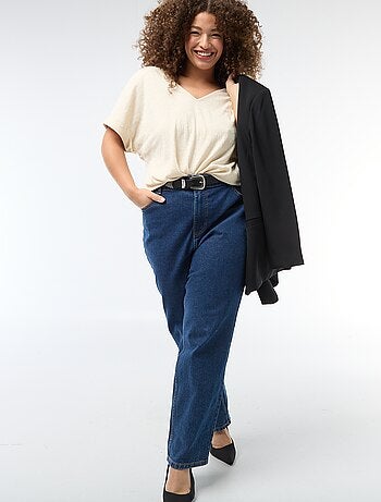 Blusa in tessuto crêpe a maniche corte