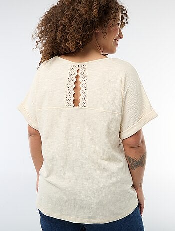 Blusa in tessuto crêpe a maniche corte