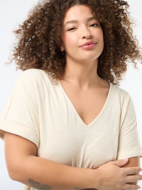 Blusa in tessuto crêpe a maniche corte - Kiabi