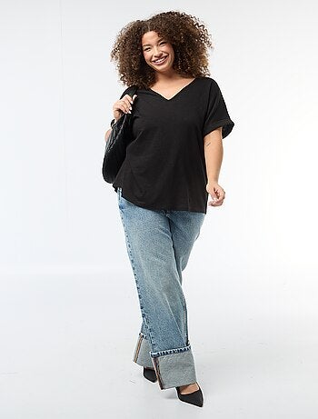 Blusa in tessuto crêpe a maniche corte