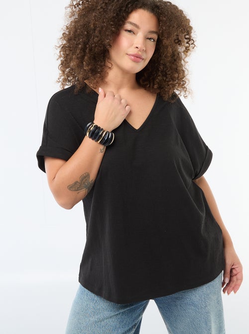 Blusa in tessuto crêpe a maniche corte - Kiabi
