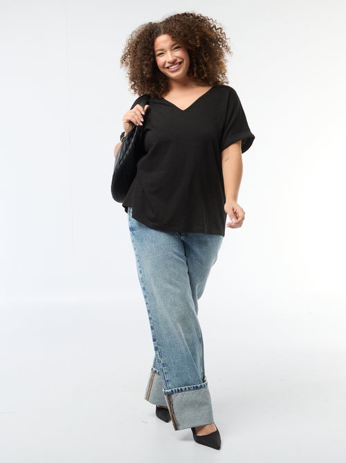 Blusa in tessuto crêpe a maniche corte - Kiabi