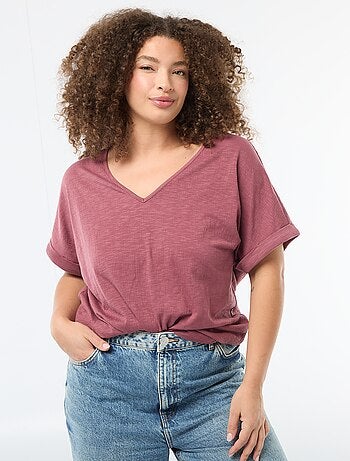 Blusa in tessuto crêpe a maniche corte
