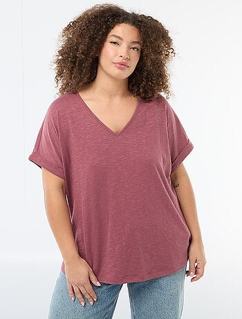 Blusa in tessuto crêpe a maniche corte