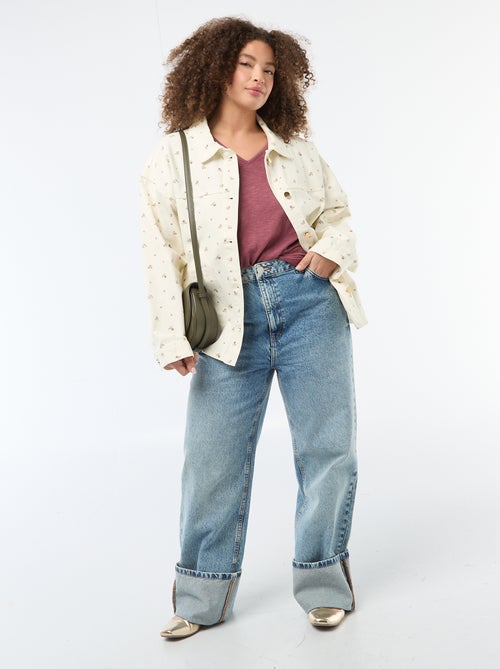 Blusa in tessuto crêpe a maniche corte - Kiabi